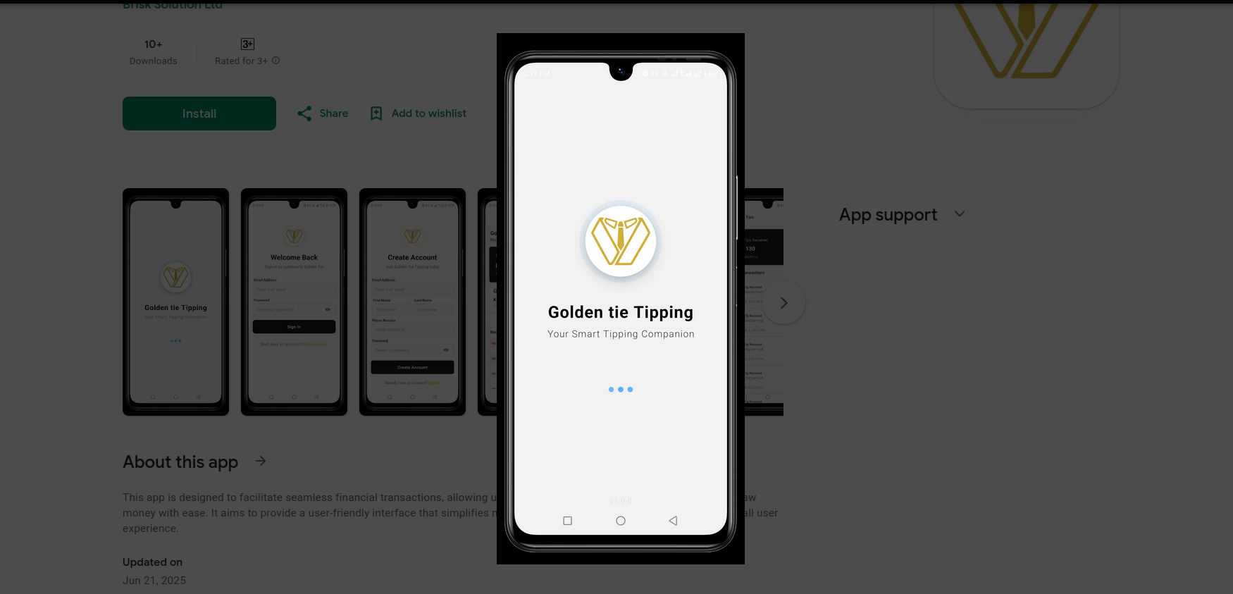 Golden Tie Tipping App